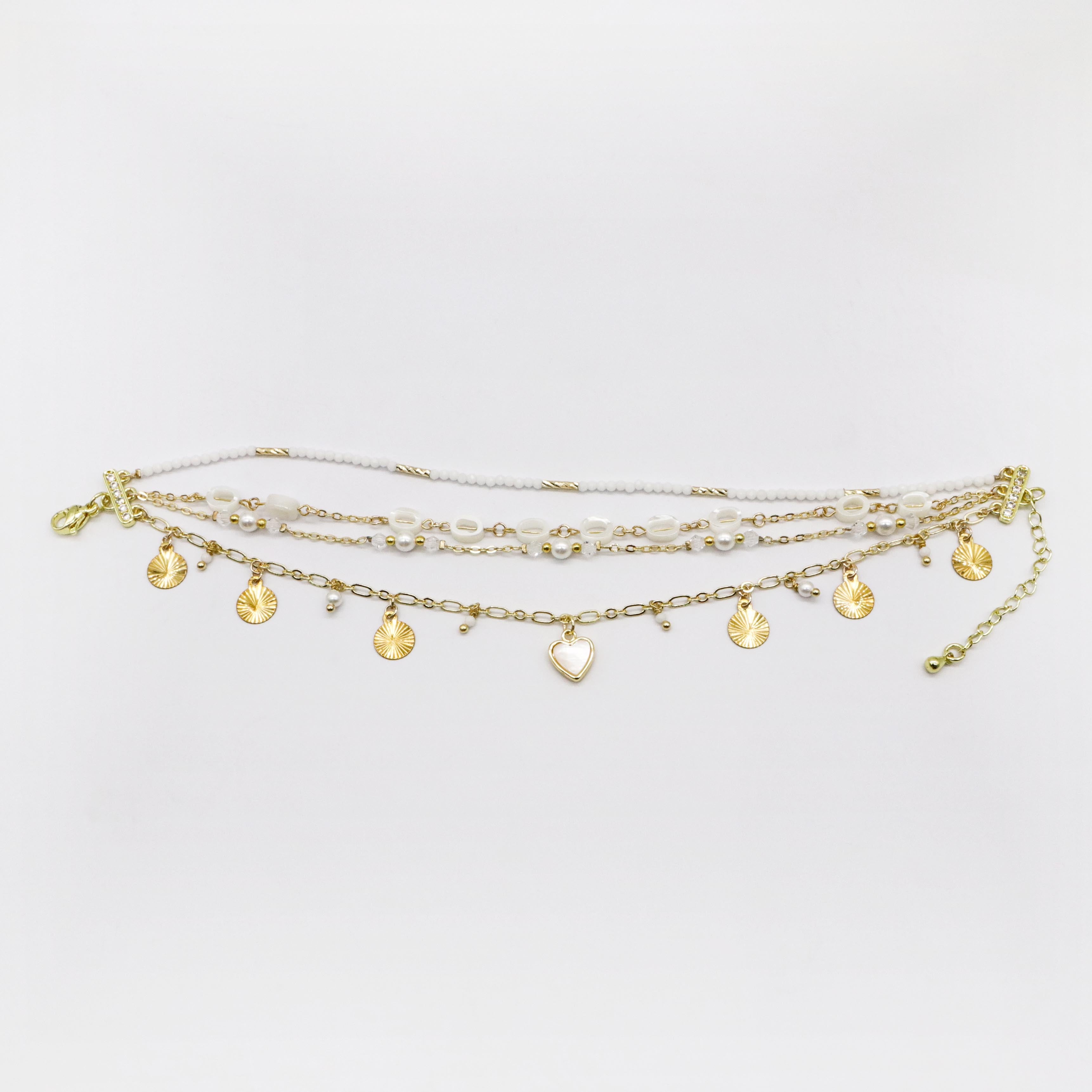 Heart Shap and Shell Doughnut Romantic Set Bracelet