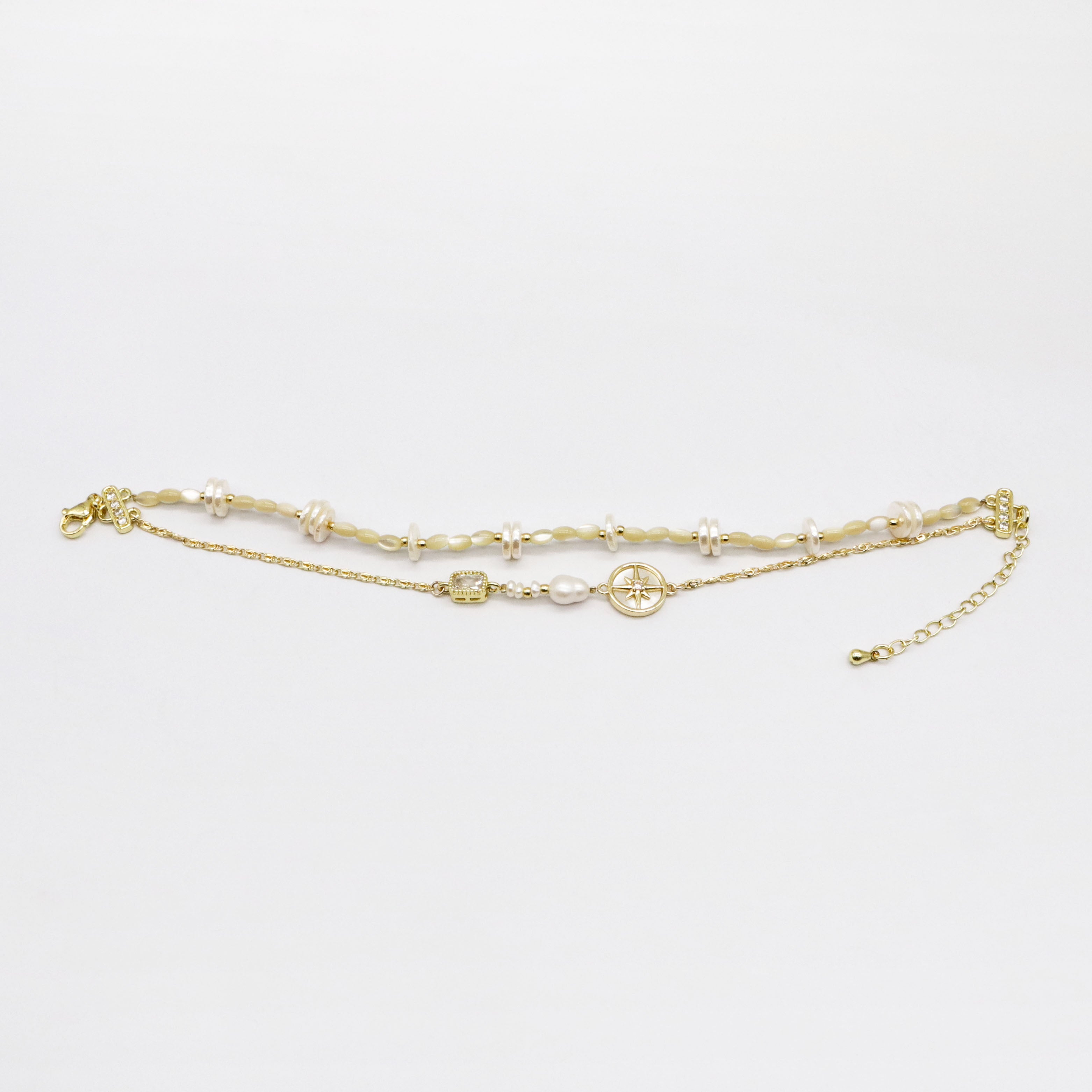 Punk Style Pearl and Shell Bracelet [B150]