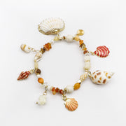 Ocean Series  and Bling-Bling Zircon Gold Plated Bracelet Shell Charms [B154]