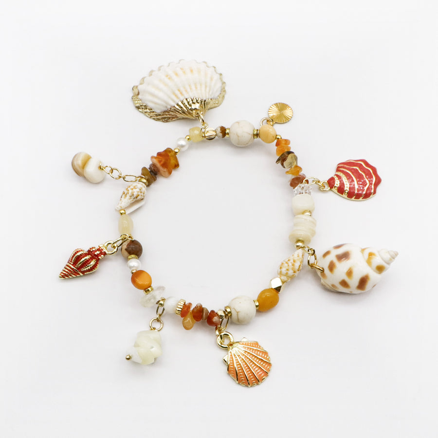 Ocean Series  and Bling-Bling Zircon Gold Plated Bracelet Shell Charms [B154]