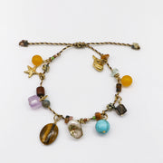 African-inspired Bracelet with Cross Charms and Natural Stones [B186]