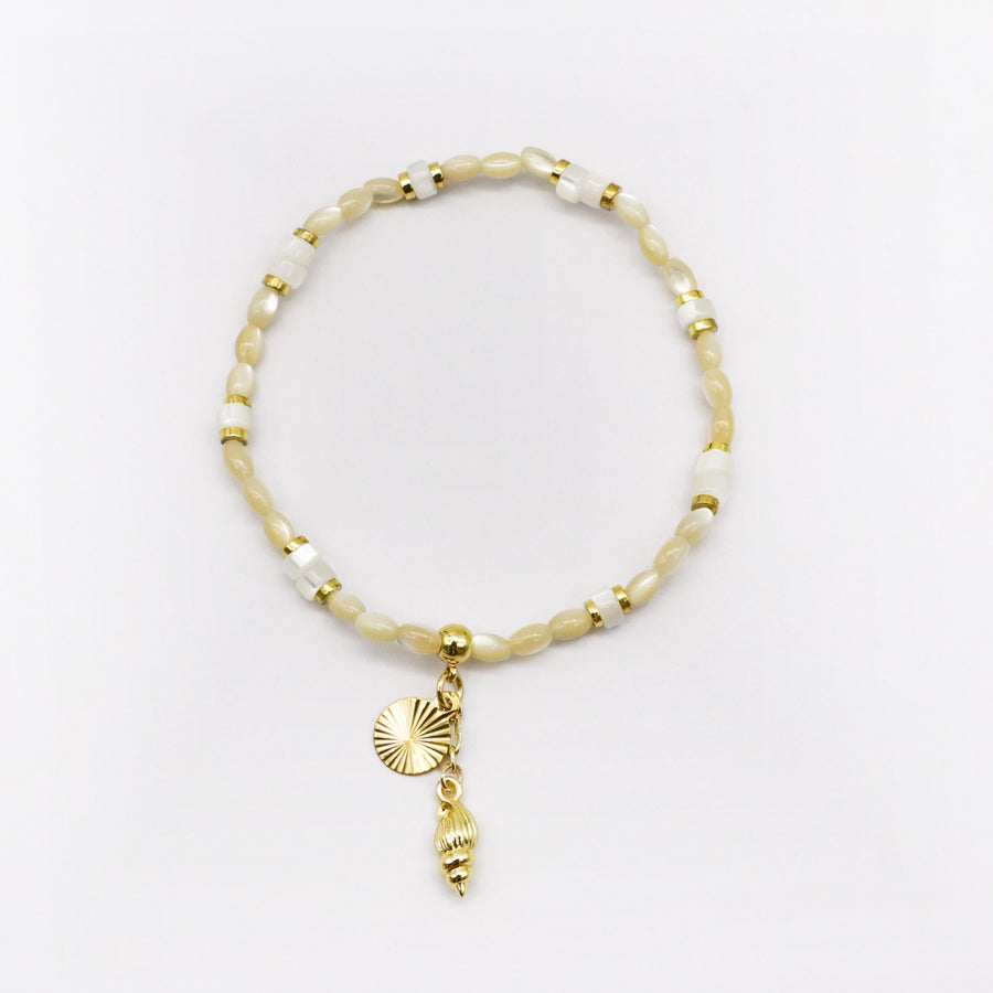 Boho Coastal Wanderer Layered Bracelet Set with Natural Shell and Stone [B160]