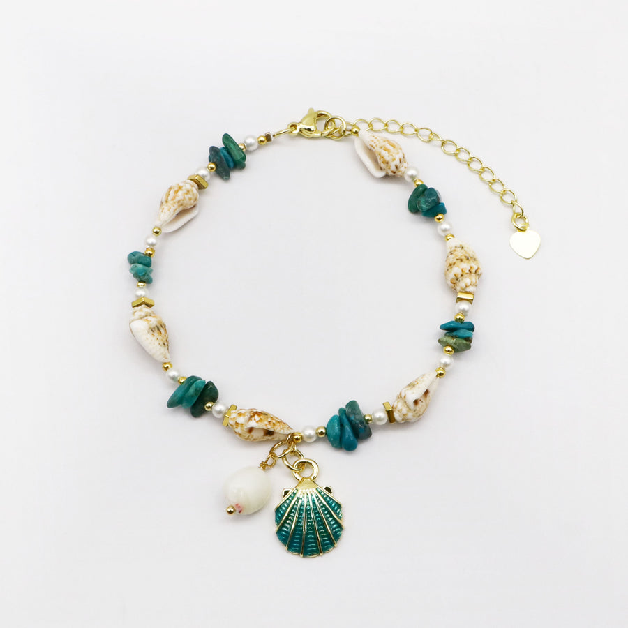 Boho Coastal Wanderer Layered Bracelet Set with Natural Shell and Stone [B160]