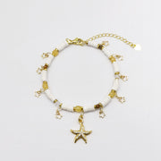 Bohemia Seaside Holiday Bracelet Set with Zircon Clover and Shell Charms [B165]