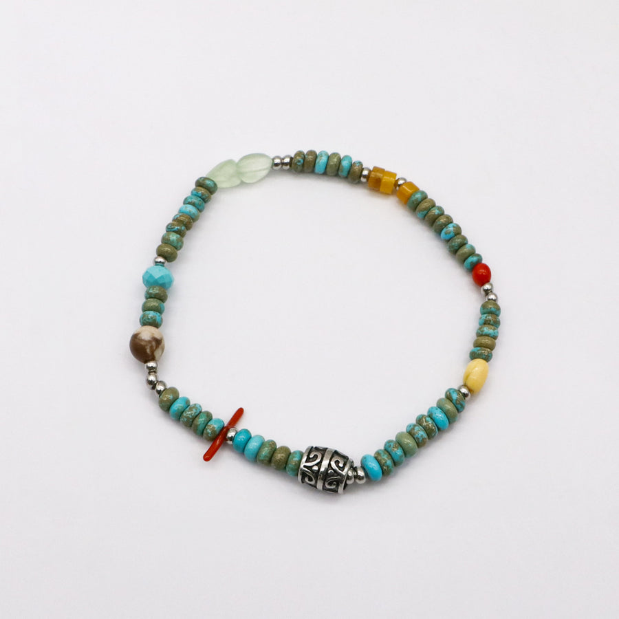 Lucky Elephant Bracelet Made with Multicolor Natural Stones [B168]