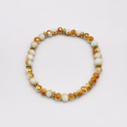 Boho Champagne Faceted Crystal Bracelets with Tiger Eye Charm [B171]