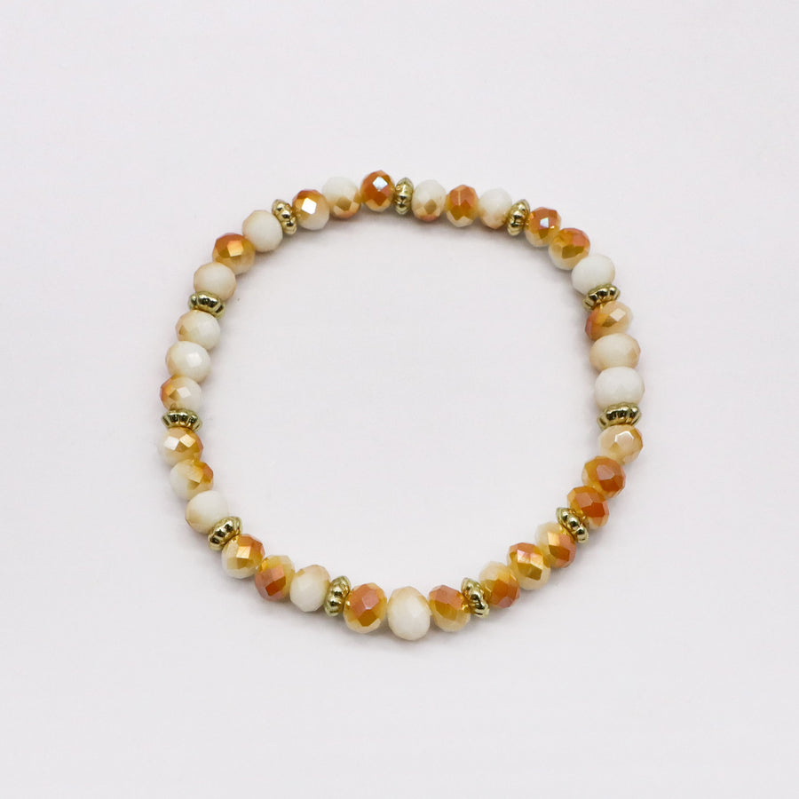 Boho Champagne Faceted Crystal Bracelets with Tiger Eye Charm [B171]