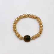 Boho Champagne Faceted Crystal Bracelets with Tiger Eye Charm [B171]