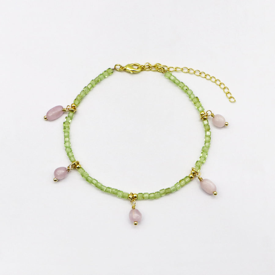 Green Peridot and Kunzite Bracelet  [B211]