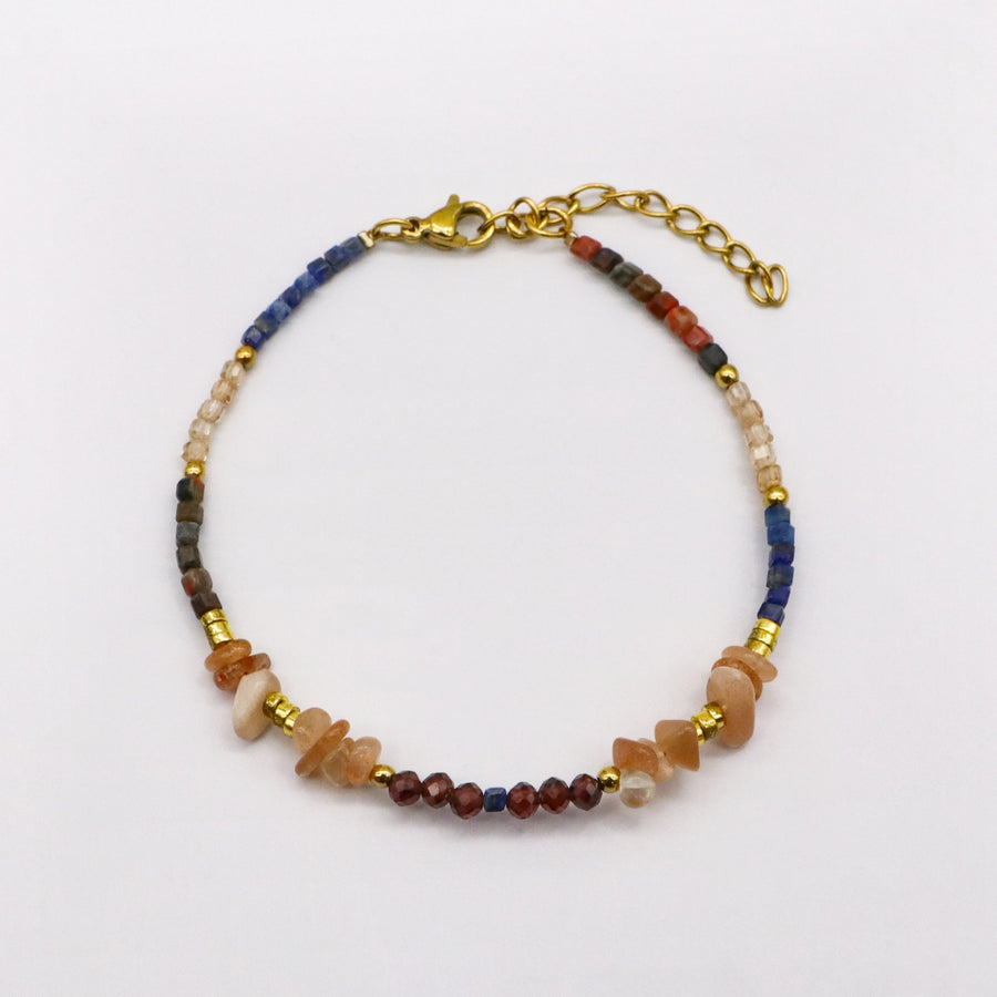 Bohemian Style Layered Bracelet Set with Sunstone Chips [B175]