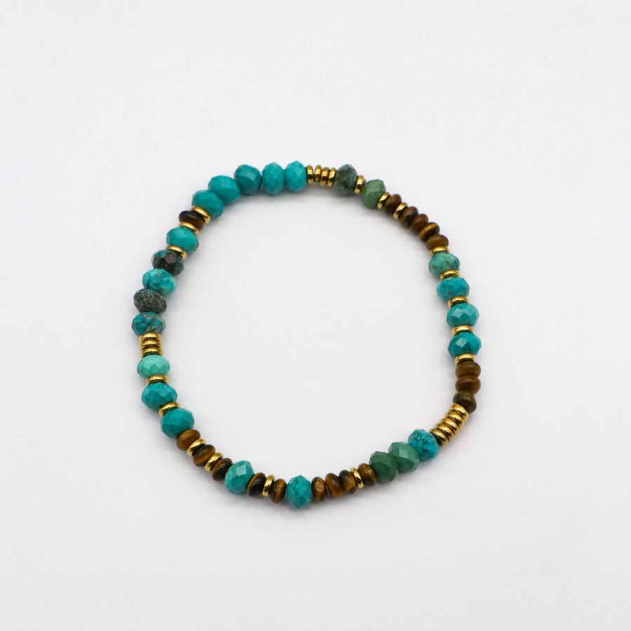 Classic Turquoise and Multicolor Natural Stone Beaded Bracelet [B188]