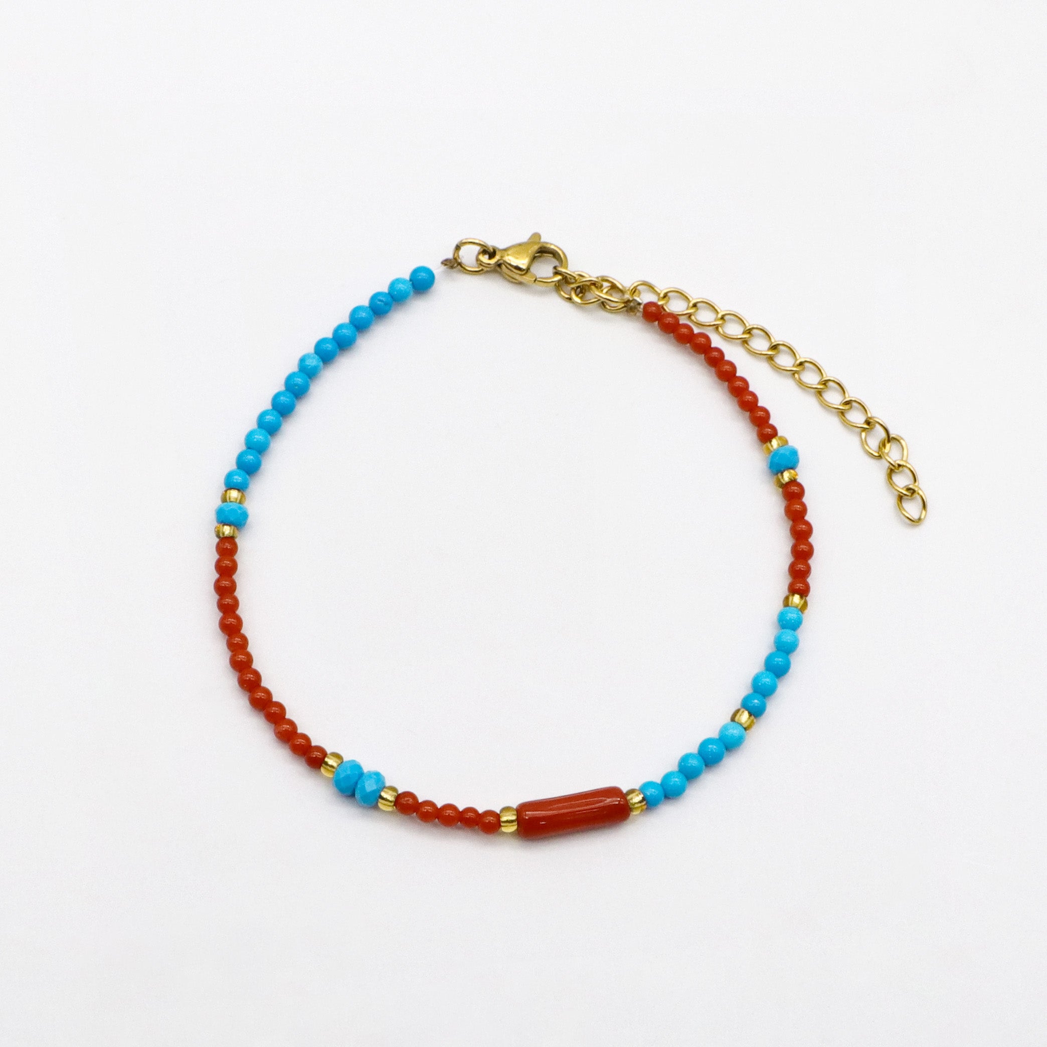 Red and Blue Retro Style Bracelet Design By Turquoise [B190]