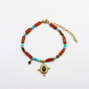 Red and Blue Retro Style Bracelet Design By Turquoise [B190]