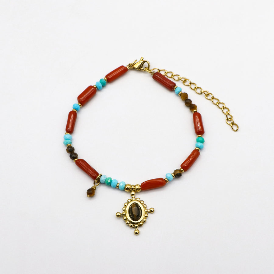 Red and Blue Retro Style Bracelet Design By Turquoise [B190]