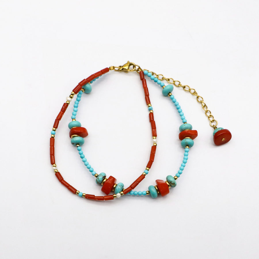 Zang Nationality Ethnic Style Bracelet Set with Stainless Steel Beads [B193]