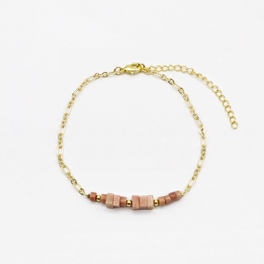 Delicate Rhodonite Stone Bracelet  [B210]