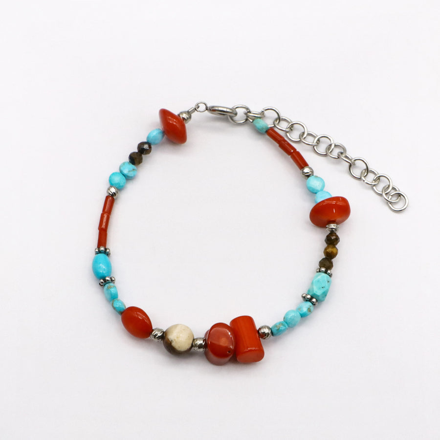 Trendy Vacation Style Bracelet Set with Irregular Turquoise Beads [B199]