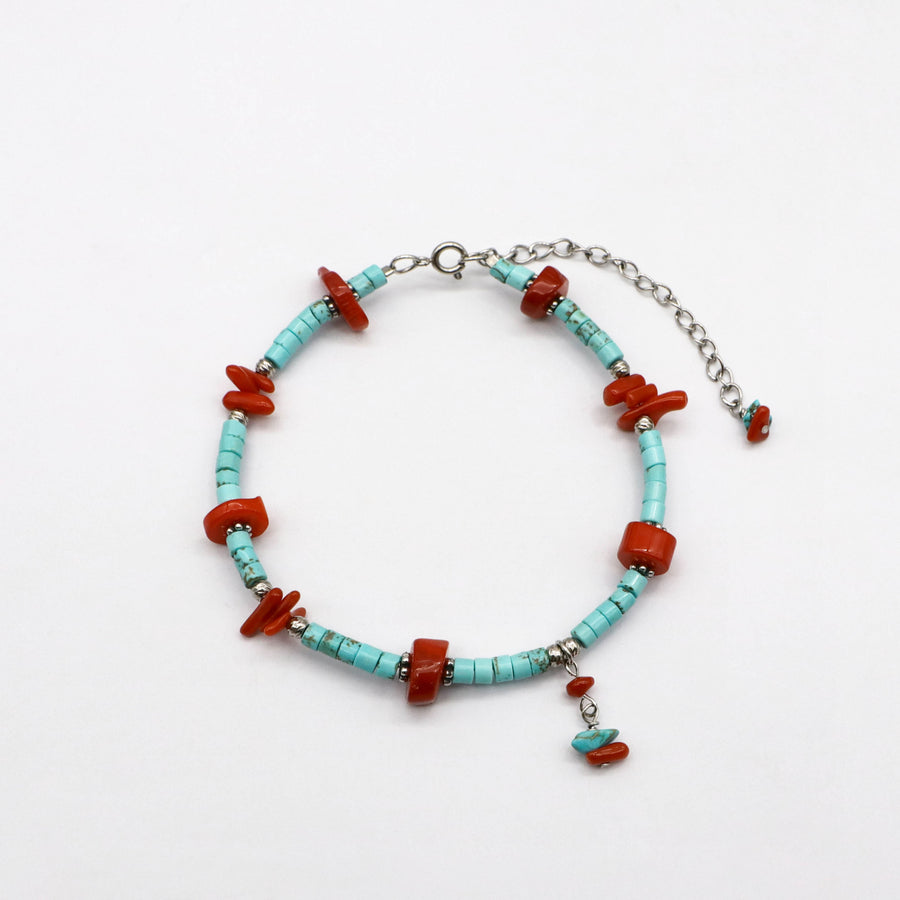 Trendy Vacation Style Bracelet Set with Irregular Turquoise Beads [B199]