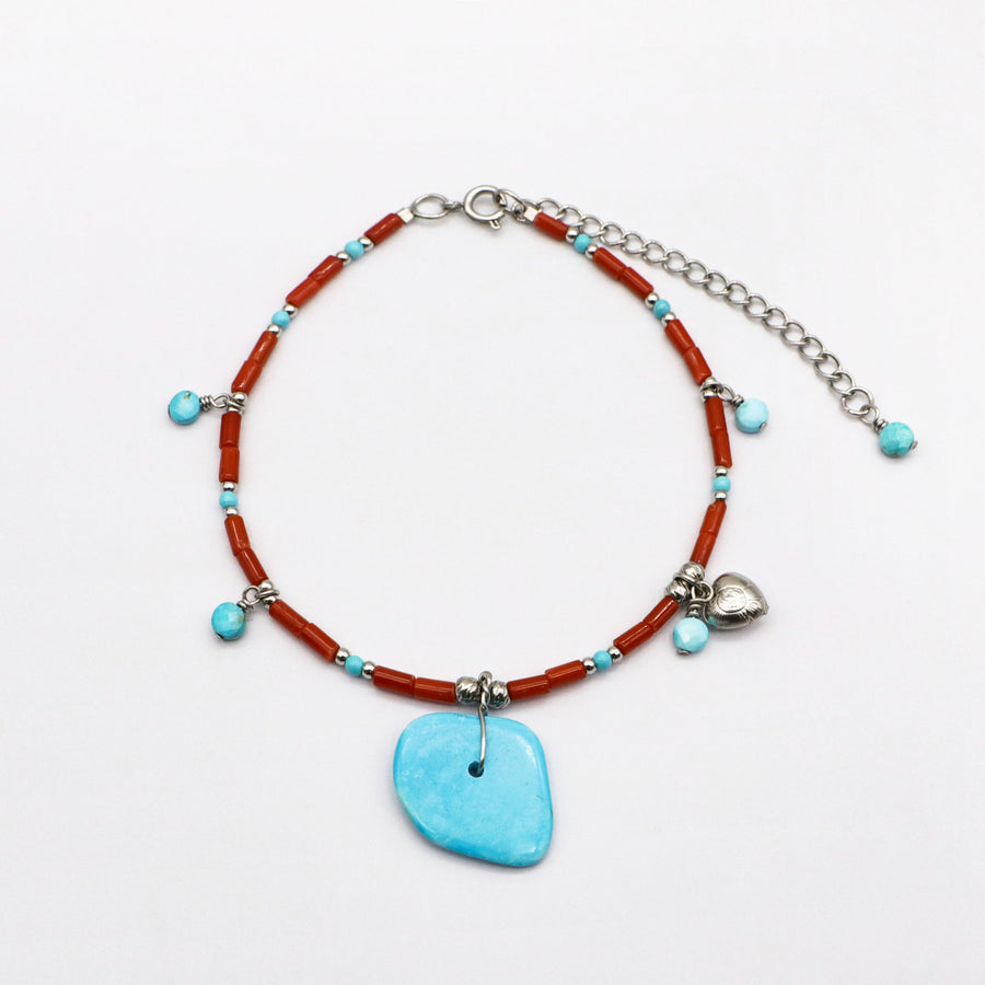 Trendy Vacation Style Bracelet Set with Irregular Turquoise Beads [B199]