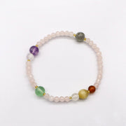 Evil Eye and Rose Quartz Bead Bracelet [B205]
