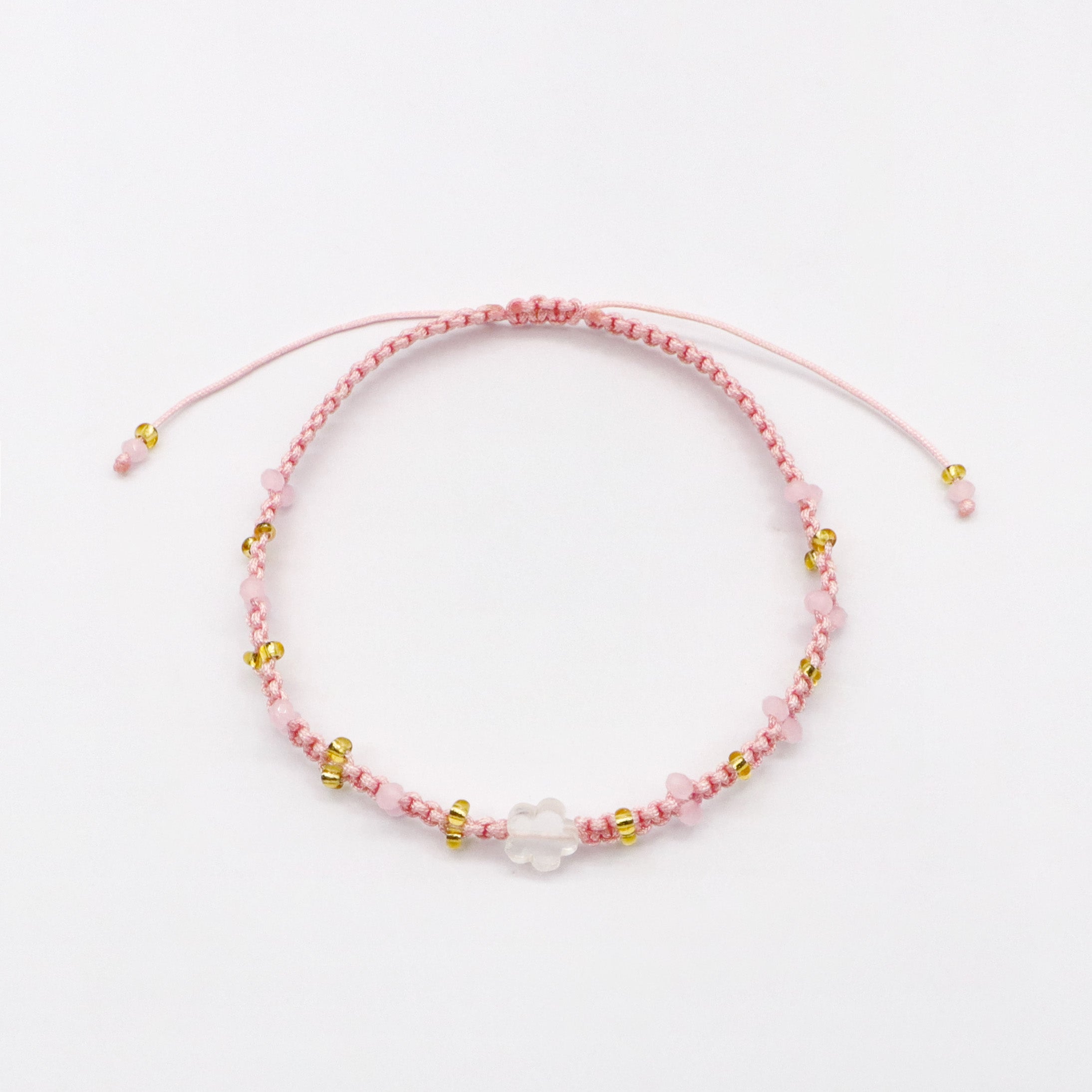 Evil Eye and Rose Quartz Bead Bracelet [B205]