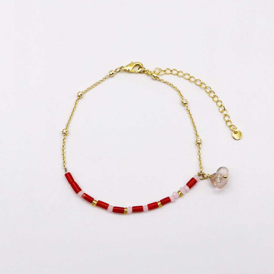Handmade Dainty Pink Stone Bracelet  [B208]