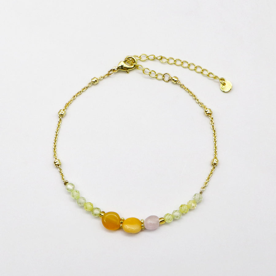 Green Peridot and Kunzite Bracelet  [B211]