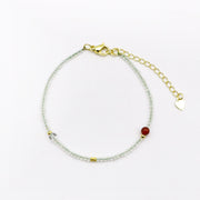 Minimalist CZ and Natural Stone Bracelet   [B217]