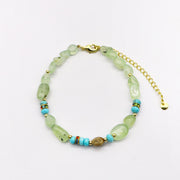 Casual Everyday Turquoise and Prehnite Beaded Bracelet [B221]