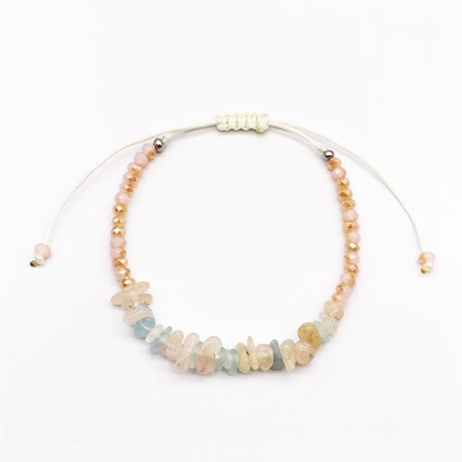 Beach Vacation Pink Shell and Pastel Crystal Bracelet [B226]
