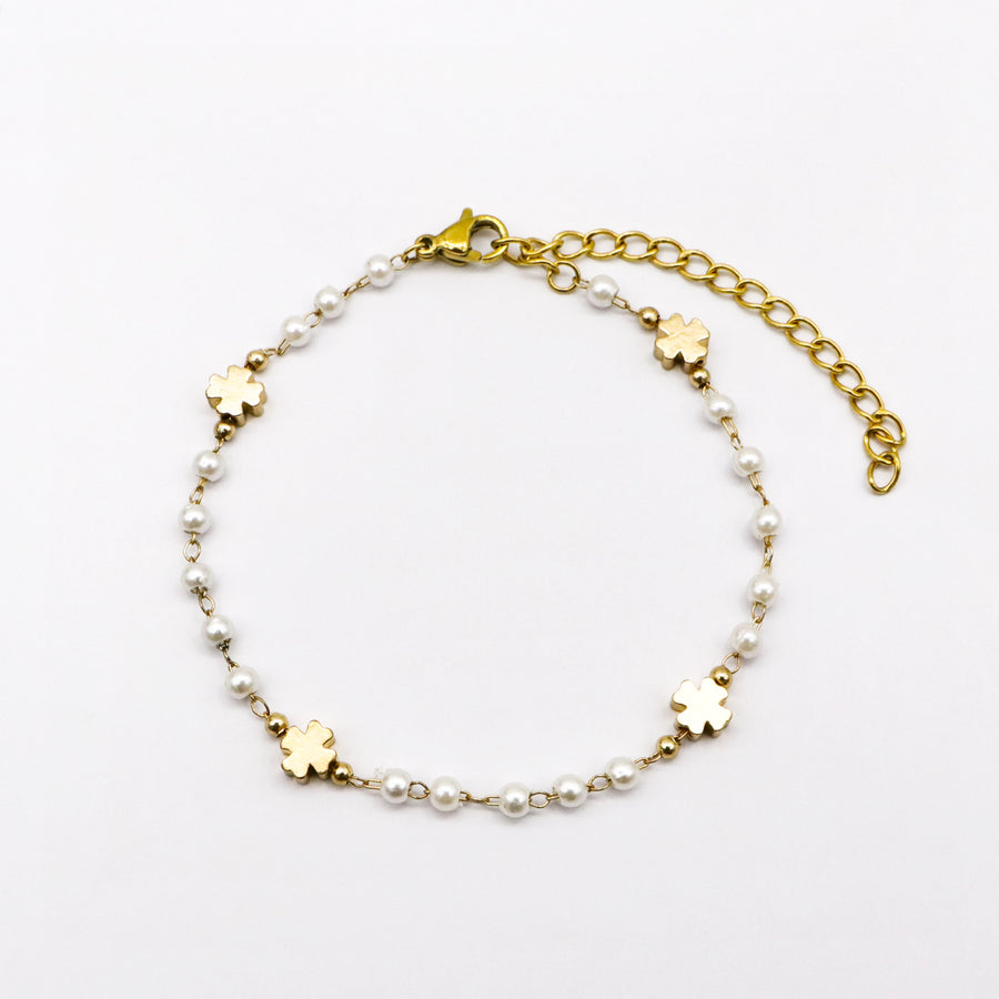 Elegant Pearl Clover Bracelet [B227]