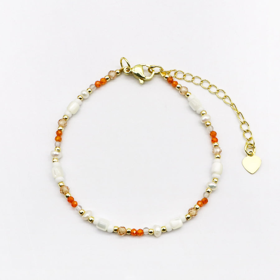 Handmade Dainty Warm Tone Mixed Crystal Bracelet [B223]