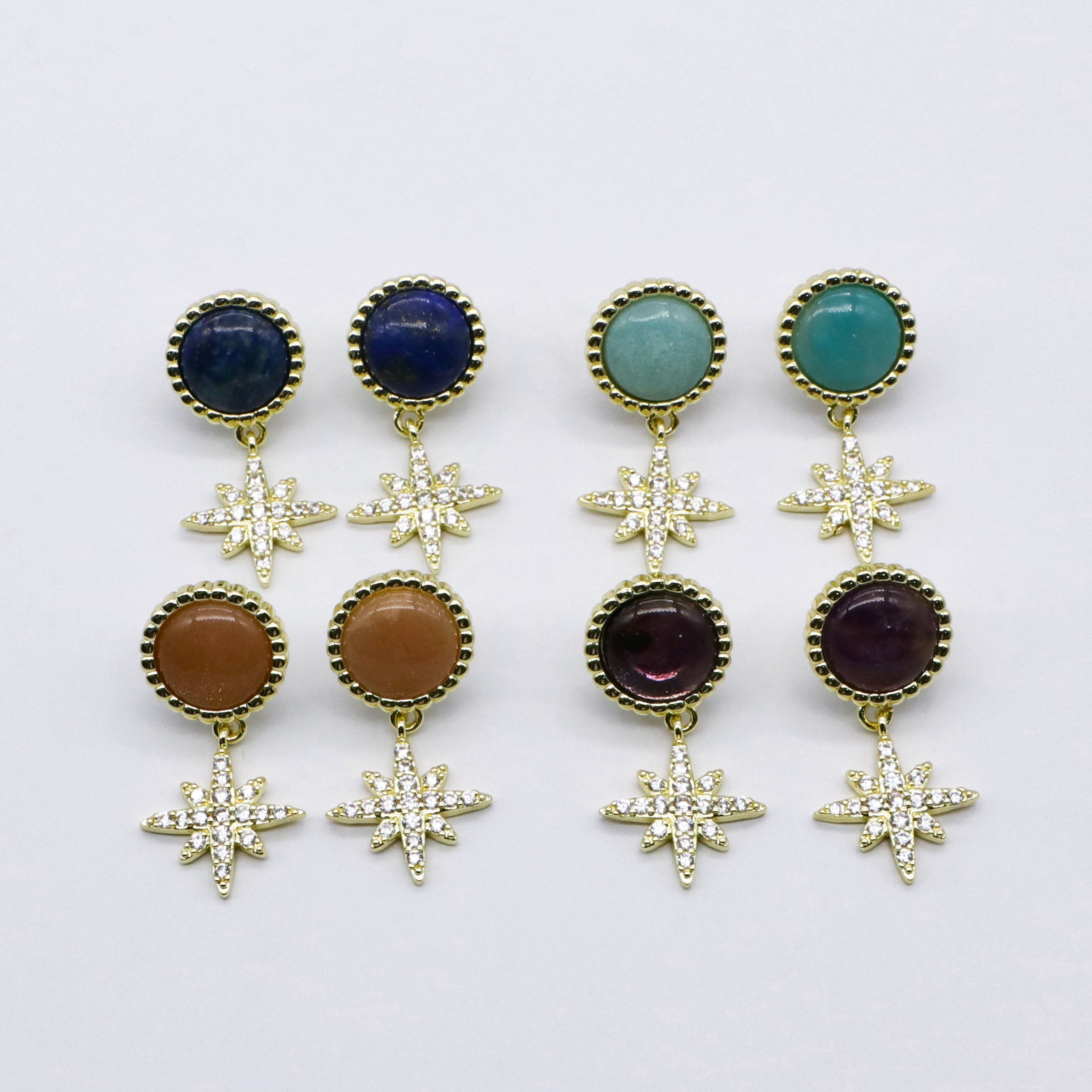 New Classic Fashion Hexagram Natural Stone Earring