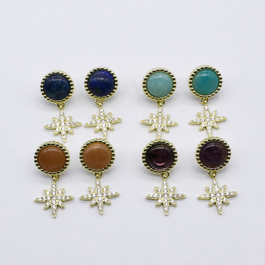 New Classic Fashion Hexagram Natural Stone Earring