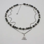 Nice Roundel Beads Simple Fashion Choker With Multilayer Stainless Cross And Evil Eye