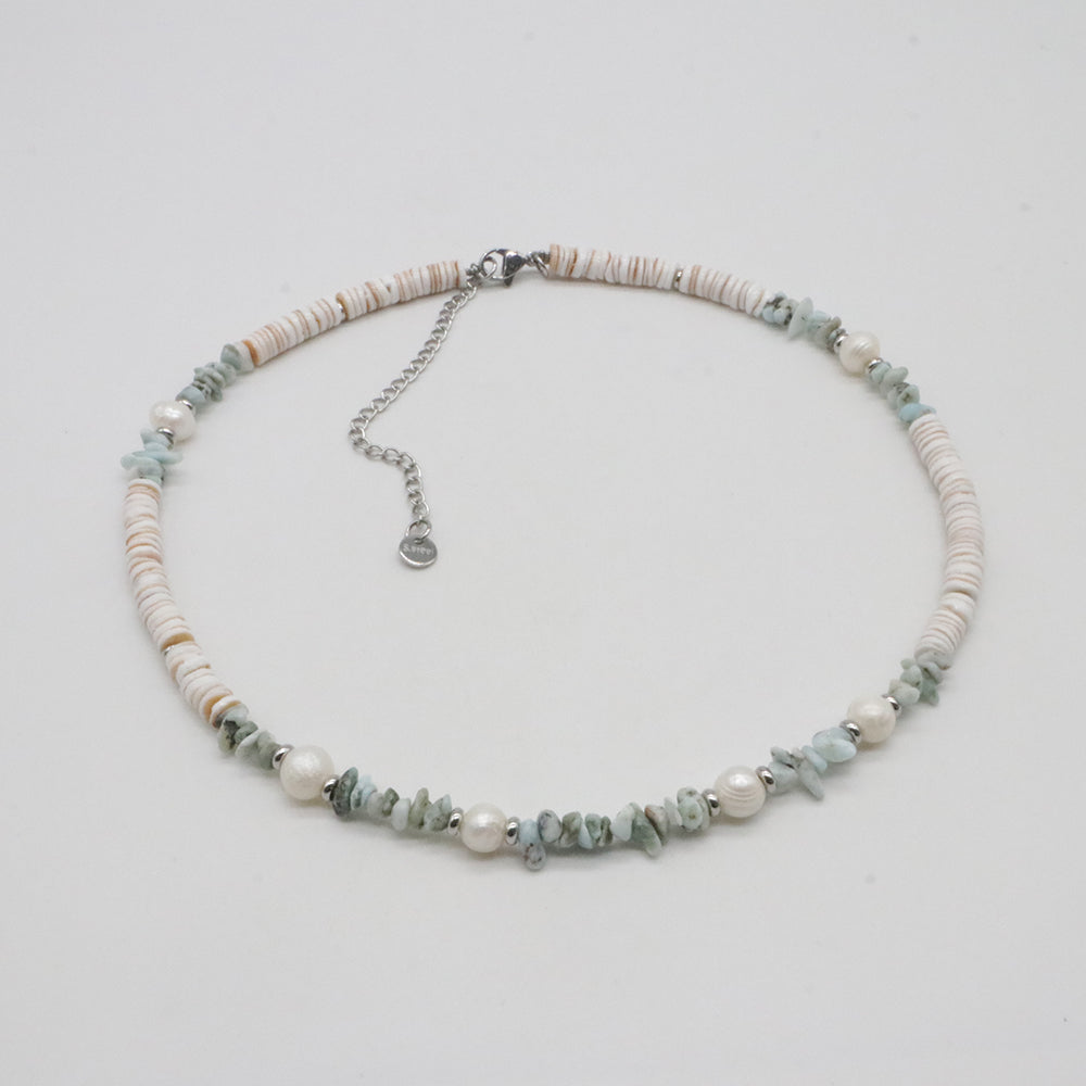 Nice Classic Sweety Elegant Larimar And Morganite Chips Choker