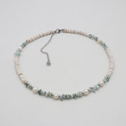 Nice Classic Sweety Elegant Larimar And Morganite Chips Choker