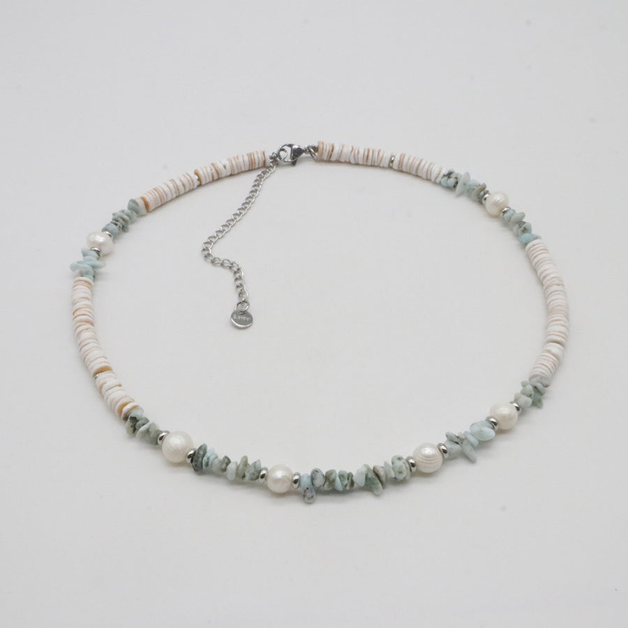 Nice Classic Sweety Elegant Larimar And Morganite Chips Choker