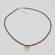 Nice Classic Alphabet Heart Pendant Small Beads Choker