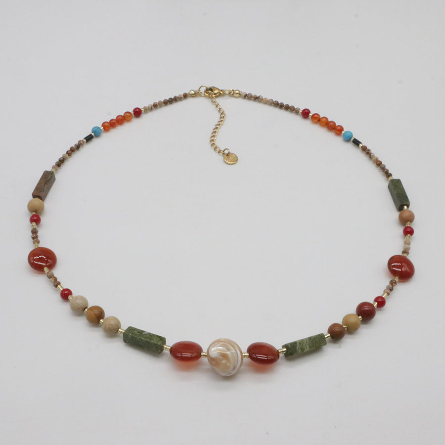 Nice Autumn Winter Season Gemstone Beads Necklace