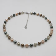 Nice Shell Pearl With Carved Brass Beads Necklace