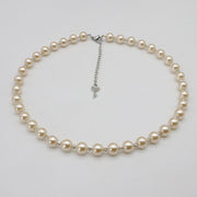 Nice Shell Pearl With Carved Brass Beads Necklace