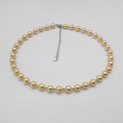 Nice Shell Pearl With Carved Brass Beads Necklace