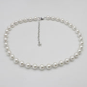 Nice Shell Pearl With Carved Brass Beads Necklace