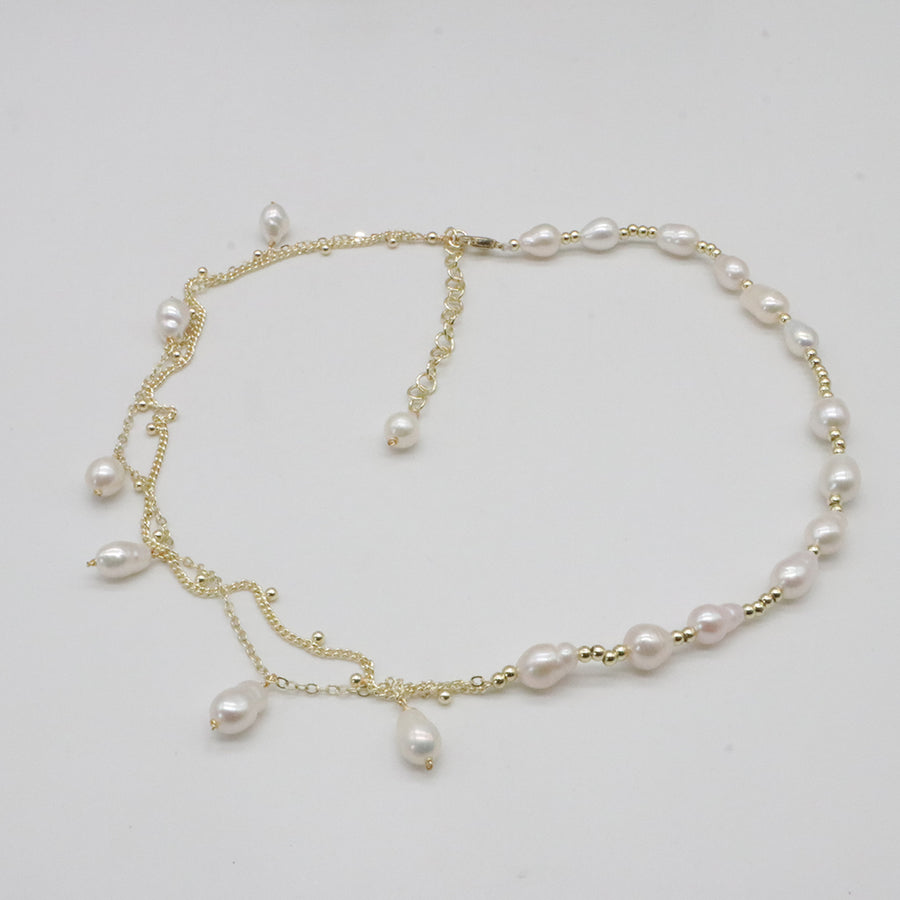 Nice Metal Style Fresh Water Pearl  Necklace