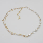 Nice Metal Style Fresh Water Pearl  Necklace