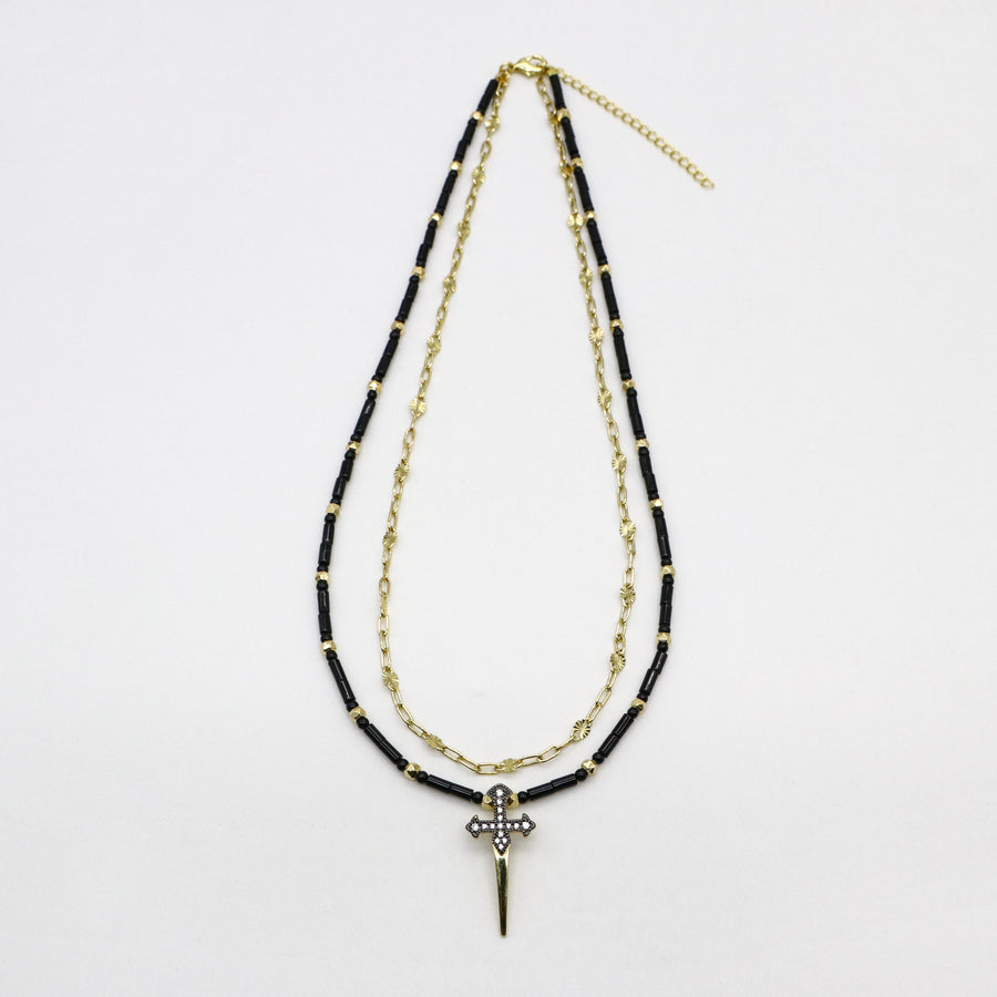 Punk Style Black Agate Necklace