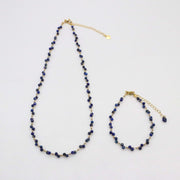 Nice 3mm Faceted Lapis Necklace & Bracelet Set