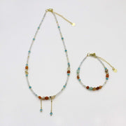 Nice 4-6mm Irregularly Mixed Natural Stones Princess Style Necklace & Bracelet Set