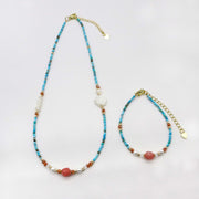 Nice Design of Turquoise Vacation Style Necklace & Bracelet Set